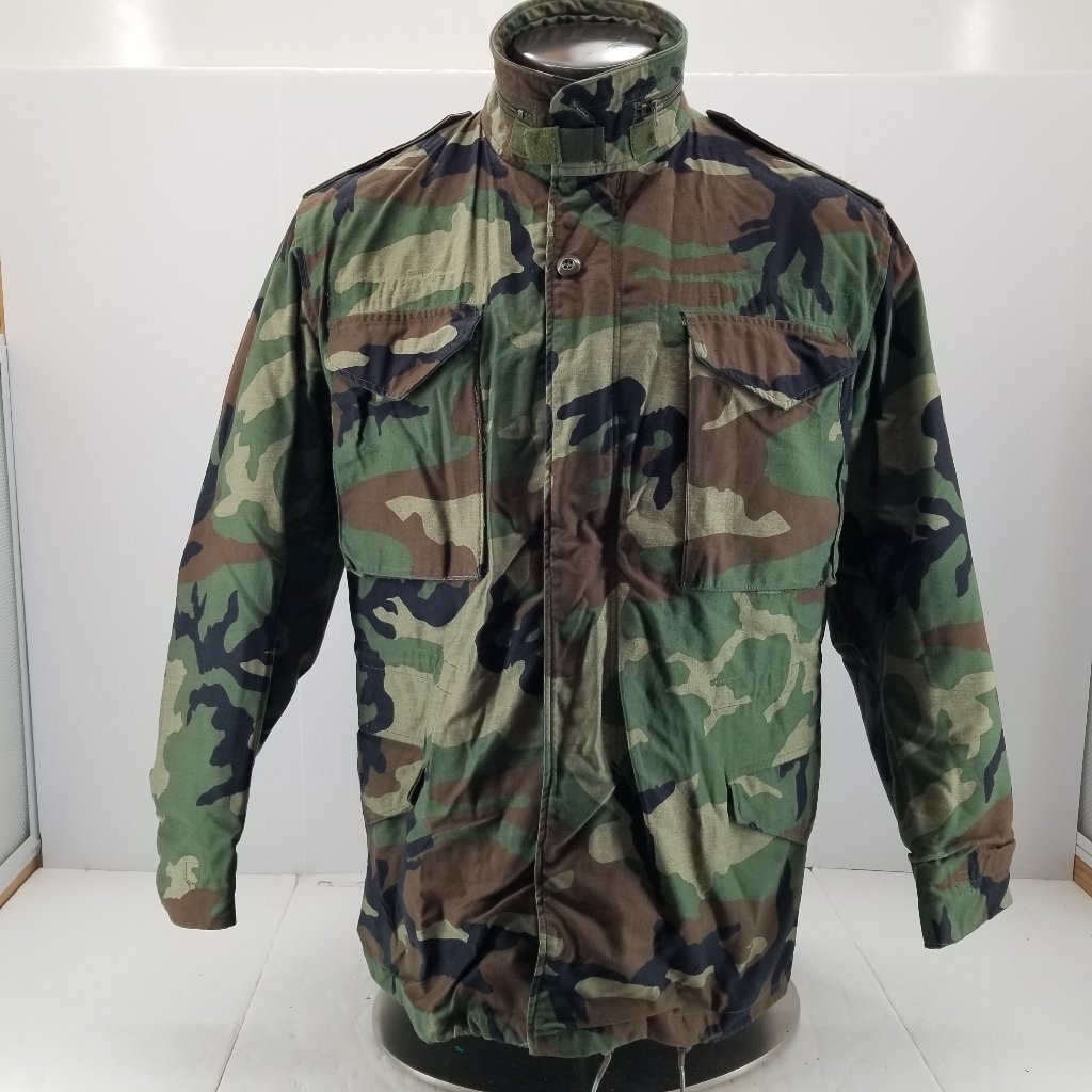 Us Army 90s M65 Jacket Mens Medium Long Woodland Camo Cold Weather Field Coat M